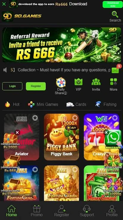 Playing Teen Patti and Rummy card games on the 9D Game app interface.