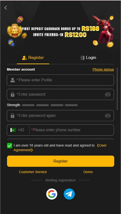 188PKR Game registration and account signup