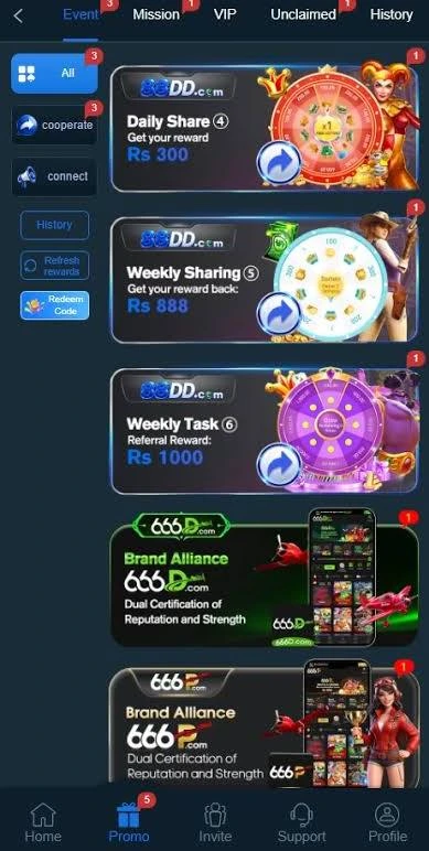Welcome bonus and daily promotions offered by 88DD